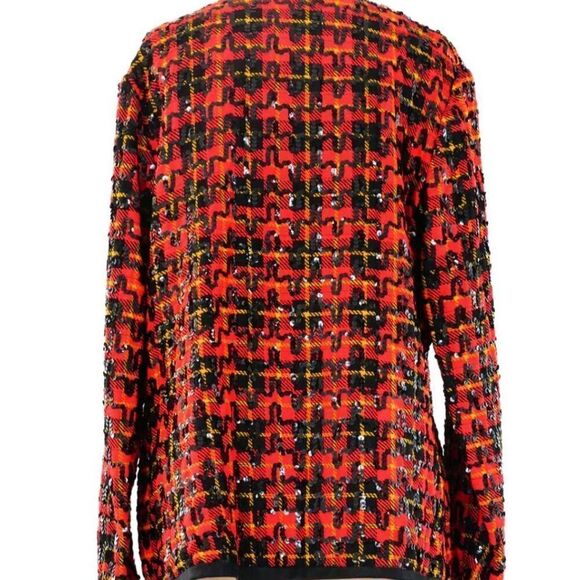 1960s Sequin Embellished Plaid Cardigan Blazer - Picture 3 of 8
